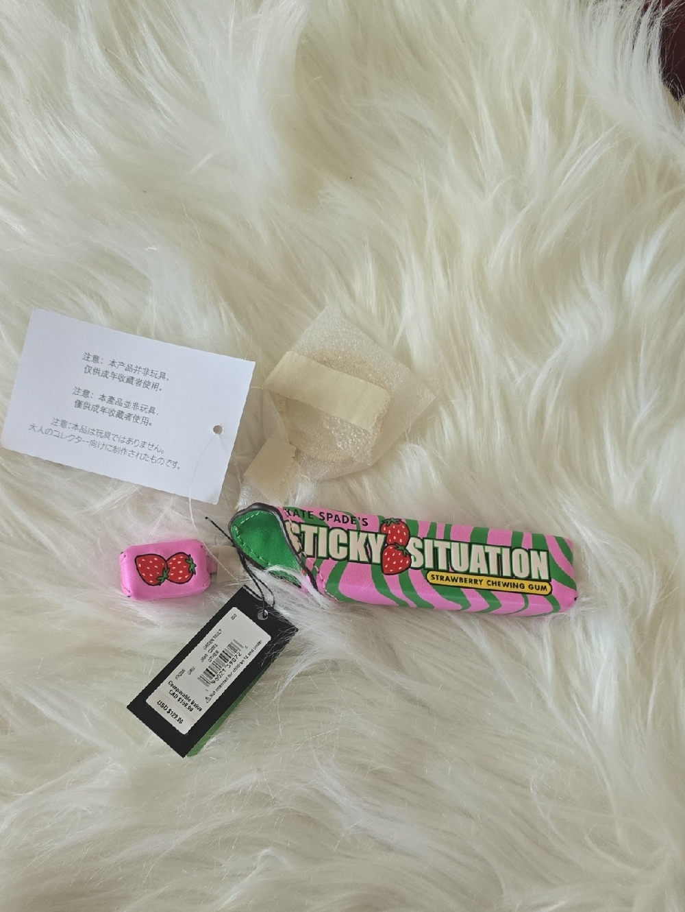 NWT Kate Spade pink and green Sticky Situation Strawberry BAG  Charm